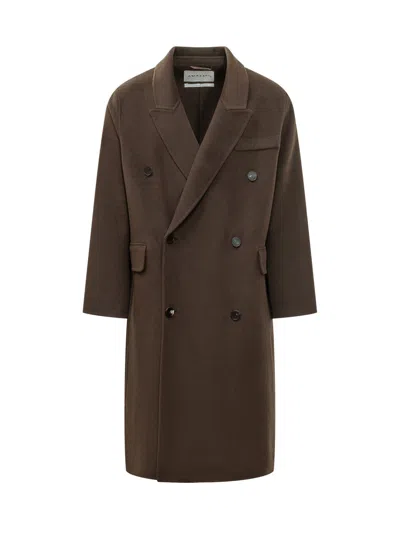 Amaranto Amalfi-style Overcoat With Refined Draping In Fondente