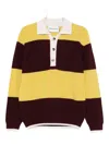 Amaranto Multicolored Striped Knit Pullover With Polo Collar In Multi