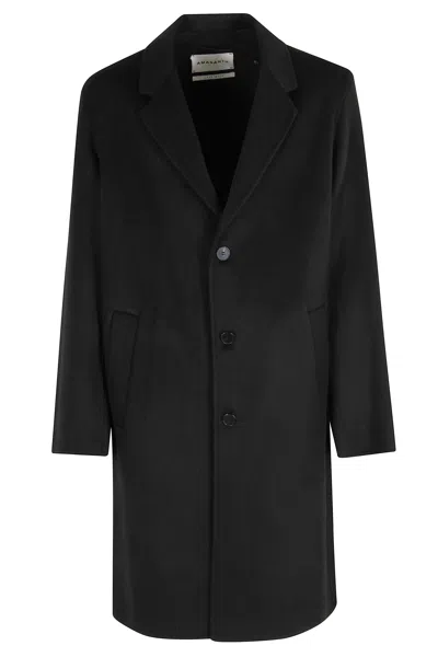 Amaranto Amaranth Wool Coat In Black