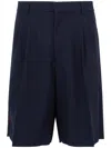 Amaranto Tailored Bermudas With Pleated Front In Blue