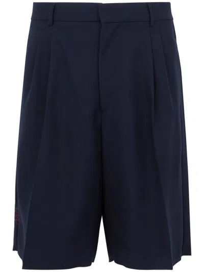 Amaranto Tailored Bermudas With Pleated Front In Blue