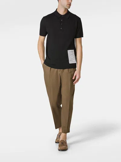 Amaranto Amaránto Black Linen Poloshirt