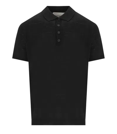 Amaranto Amaránto  Black Linen Poloshirt