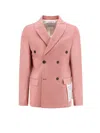 Amaranto Wool Blend Blazer With Logoed Label In Pink