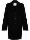 Amaranto Black Cashmere-wool Blend Coat With Notch Collar In Black