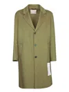 Amaranto Wool Blend Coat With Classic Lapel And Button Closure In Green