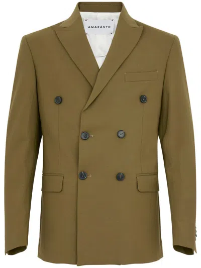 AMARANTO AMARÁNTO DOUBLE-BREASTED MILITARY GREEN BLAZER