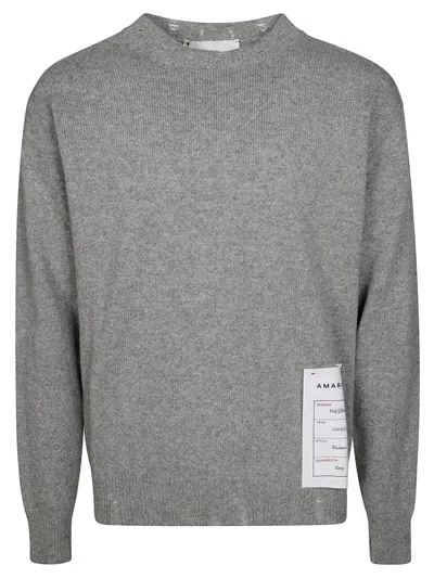 Amaranto Broken Crew Neck Sweater In Light Gray