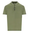 AMARANTO AMARÁNTO  MILITARY GREEN LINEN POLO SHIRT