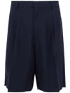 Amaranto Tailored Bermudas With Pleated Front In Blue