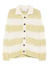Amaranto Green Sweater With Horizontal Stripes In Neutral
