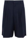 Amaranto Tailored Bermudas With Pleated Front In Blue