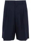 Amaranto Tailored Bermudas With Pleated Front In Blue
