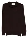 Amaranto Classic-fit Brown Sweater With Subtle Collar Detail In Burgundy