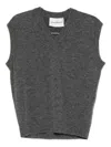 Amaranto Sleeveless V-neck Sweater In Heathered Gray In Gray