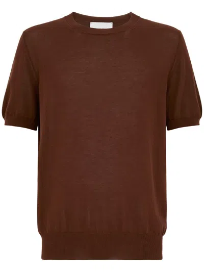 AMARANTO AMARÁNTO BROWN KNITTED T-SHIRT