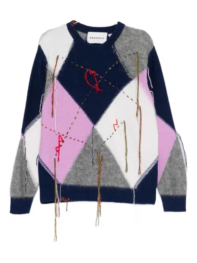 AMARANTO ARGYLE EMBROIDERY SWEATER