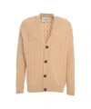 Amaranto Beige Cable Knit Cardigan With Deep V-neck And Button Closure In Brown