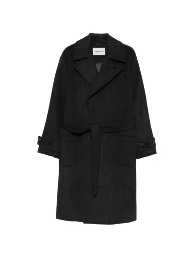 Amaranto Belted Button-fastening Coat In Gray
