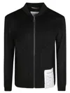 Amaranto Black Bomber Jacket With Ribbed Collar In Black