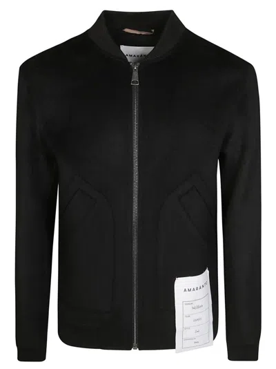 AMARANTO AMARANTO BLACK BOMBER JACKET WITH RIBBED COLLAR