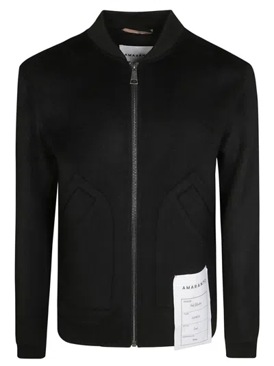 AMARANTO BLACK BOMBER JACKET WITH RIBBED COLLAR