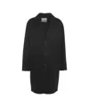 Amaranto Black Cashmere-wool Blend Coat With Notch Collar In Black