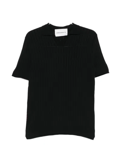 Amaranto Black Short-sleeved Polo Shirt