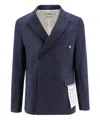 Amaranto Wool Blend Blazer With Logoed Label
