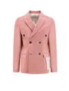 Amaranto Wool Blend Blazer With Logoed Label In Pink