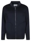 Amaranto Ribbed-trim Bomber Jacket In Blue