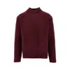 Amaranto Bouclé Alpaca Blend Crewneck Sweater In Burgundy