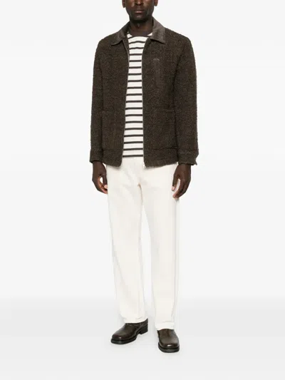 Amaranto Bouclé Corduroy-collar Jacket In Brown