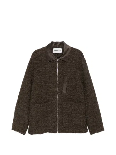 Amaranto Bouclé Corduroy-collar Jacket In Brown