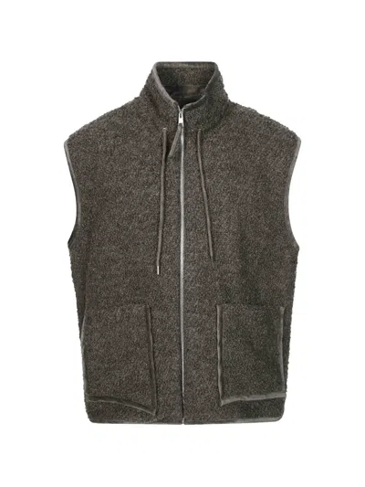 Amaranto Bouclé-texture Zip-up Gilet In 그레이