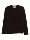 Amaranto Crew Neck Brown Knit Sweater In Brown