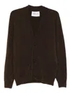 Amaranto Classic V-neck Brown Cardigan With Button Closure In Black