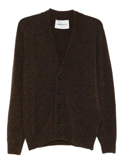 AMARANTO Brown wool cardigan AMARANTO