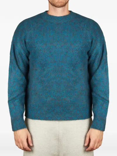 Amaranto Brushed-finish Crew-neck Sweater In 블루