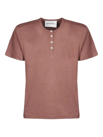 Amaranto Button-placket T-shirt In Brown