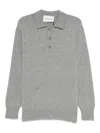 Amaranto Fine Knit Pullover With Classic Polo Collar And Button Placket In Gray