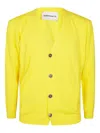 Amaranto Button-up Cotton Cardigan In Yellow