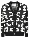 Amaranto Buttoned Cardigan With Letter Pattern Design In Black