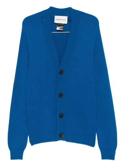 Amaranto Buttoned V-neck Knitwear In Blue