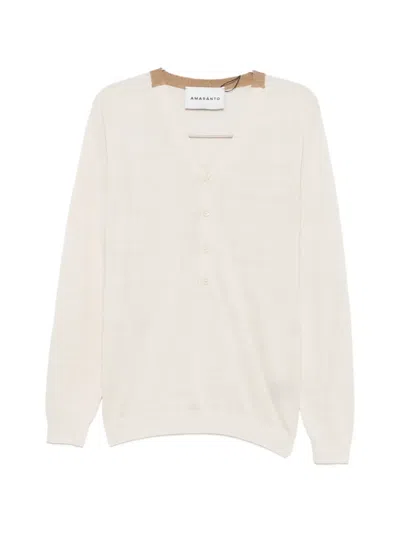 Amaranto Button-fastening V-neck T-shirt In Neutral