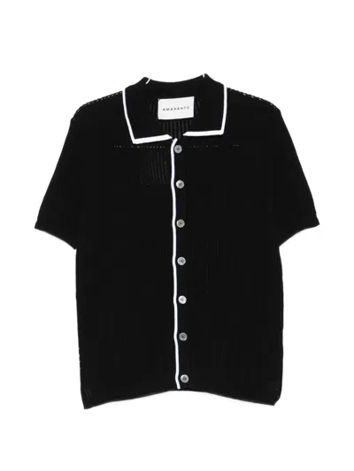 Amaranto Button-up Contrast-trim Shirt In Black