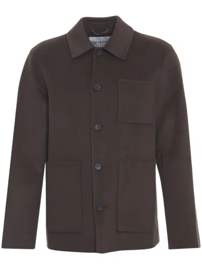 Amaranto Button-up Felted Jacket In Brown