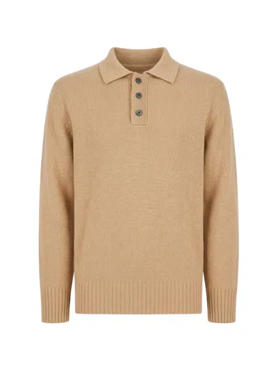 Amaranto Button-up Polo Sweater In Nude