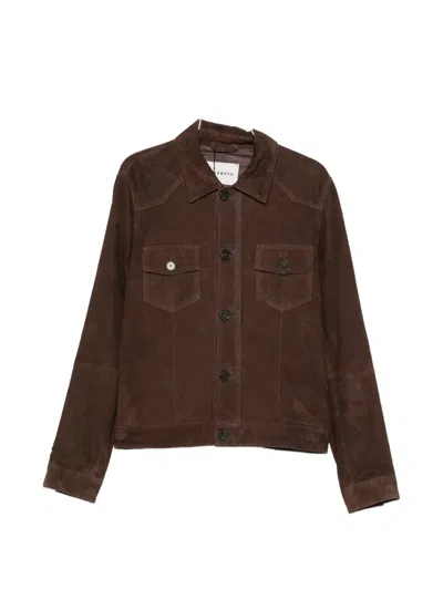 Amaranto Button-up Suede Jacket In Brown