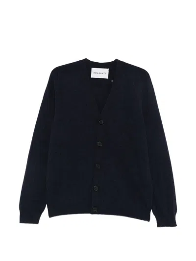 Amaranto Button-up V-neck Cardigan In Blue